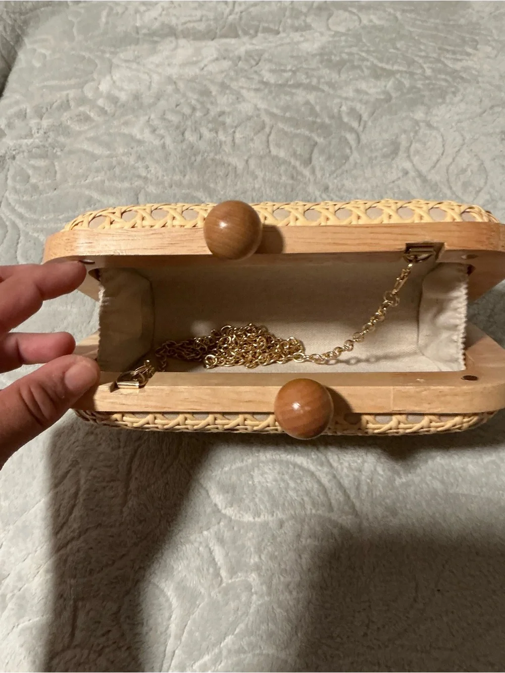 Woven Rattan Clutch Bag in Natural Tan